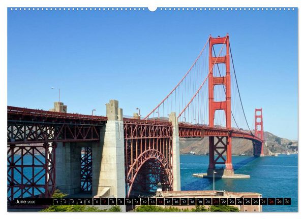 Produktbild: GOLDEN GATE BRIDGE Fascinating San Francisco (High Quality Premium Wall Calendar 2026 DIN A2 landscape),CALVENDO 12 Month Wall Calendar