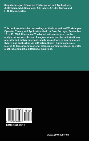 Produktbild: Singular Integral Operators, Factorization and Applications