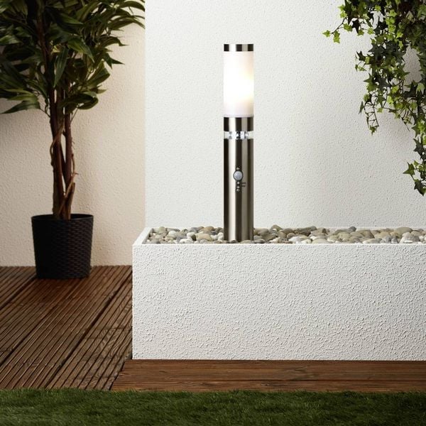 Produktbild: Brilliant G46789/82 Außenstandleuchte mit Bewegungsmelder Energiesparlampe, LED E27, LED fest eingebaut 60.84 W Edelstahl