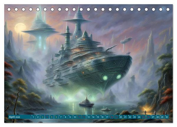 Produktbild: Futuristische Giganten Eine Welt von Morgen (Tischkalender 2026 DIN A5 quer), CALVENDO Monatskalender