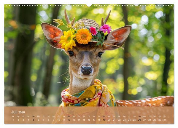 Produktbild: Waldtiere mit Stil. Tierische Trendsetter in der Natur (hochwertiger Premium Wandkalender 2026 DIN A2 quer), Kunstdruck in Hochglanz