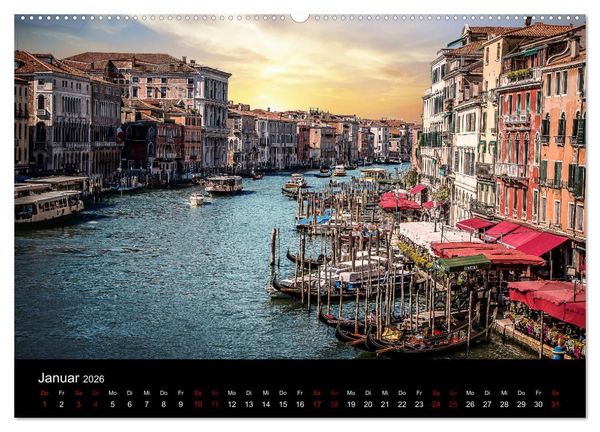 Produktbild: Momenti di Venezia - Venezianische Momente (hochwertiger Premium Wandkalender 2026 DIN A2 quer), Kunstdruck in Hochglanz