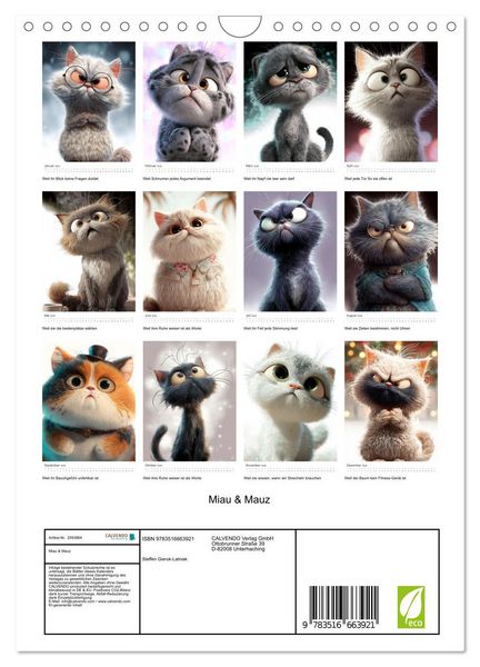 Produktbild: Miau & Mauz (Wandkalender 2026 DIN A4 hoch), CALVENDO Monatskalender