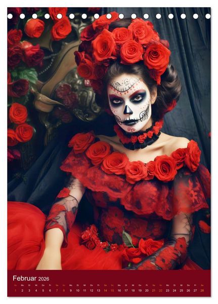 Produktbild: Dia de Muertos Kreative Portr&auml;ts in Festanlehnung (Tischkalender 2026 DIN A5 hoch), CALVENDO Monatskalender