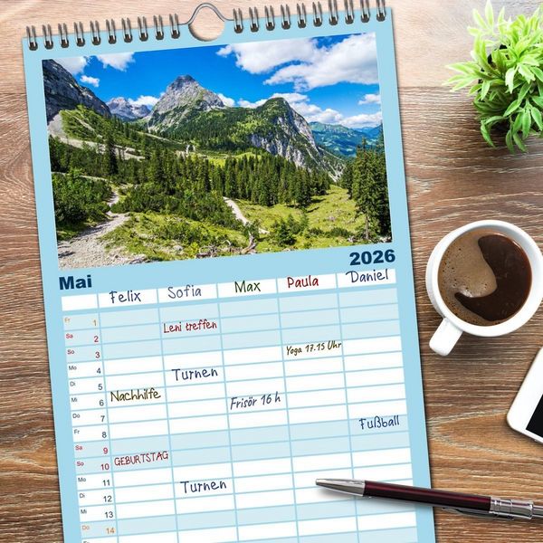 Produktbild: Familienplaner 2026 - Naturparadies Zugspitzarena mit 5 Spalten (Wandkalender, 21 x 45 cm) CALVENDO