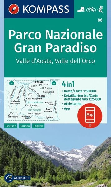 Produktbild: KOMPASS Wanderkarte 86 Parco Nazionale Gran Paradiso, Valle d'Aosta, Valle dell'Orco 1:50.000