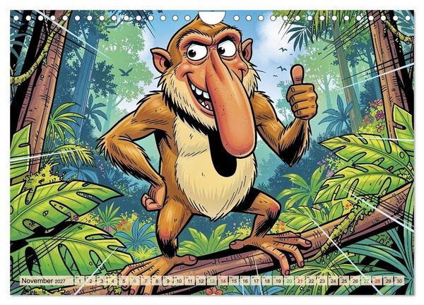 Produktbild: Lustige Nasenaffen - Comic (Wandkalender 2027 DIN A4 quer), CALVENDO Monatskalender