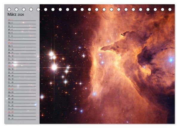 Produktbild: Der Weltraum. Spektakul&auml;re Gasnebel und Galaxien (Tischkalender 2026 DIN A5 quer), CALVENDO Monatskalender