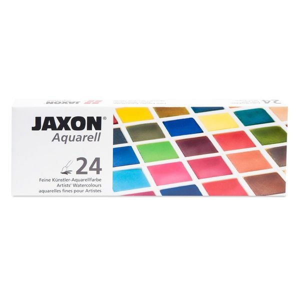 JAXON Aquarellfarbkasten halbe Näpfe 24 Stück
