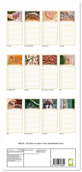 Produktbild: Familienplaner 2026 - ABOVE - Die Welt von oben in ihrer abstraktesten Form mit 5 Spalten (Wandkalender, 21 x 45 cm) CALVENDO
