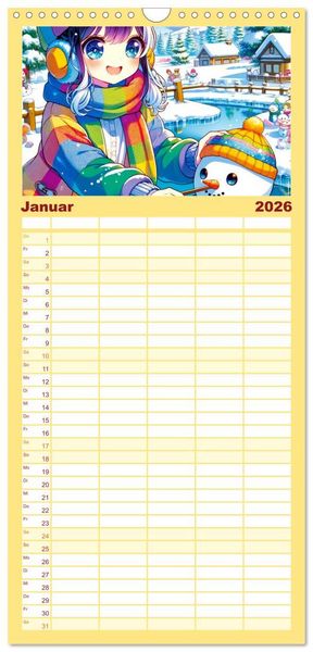 Produktbild: Familienplaner 2026 - Manga Momente - Mit KI entfachte Manga Magie mit 5 Spalten (Wandkalender, 21 x 45 cm) CALVENDO