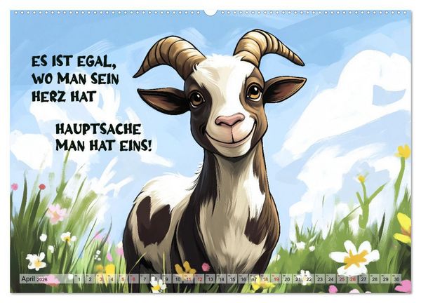 Produktbild: Ziegen, s&uuml;&szlig; aber psycho (hochwertiger Premium Wandkalender 2026 DIN A2 quer), Kunstdruck in Hochglanz