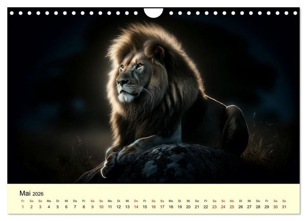 Produktbild: Majest&auml;tische L&ouml;wen - Die Herrscher der Wildnis (Wandkalender 2026 DIN A4 quer), CALVENDO Monatskalender