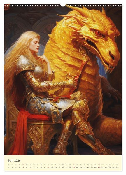 Produktbild: Der Drachenk&ouml;nig. Ritter unter der Herrschaft des Biests (hochwertiger Premium Wandkalender 2026 DIN A2 hoch), Kunstdruck in Hochglanz