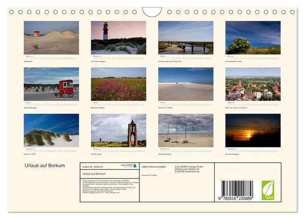 Produktbild: Urlaub auf Borkum (Wandkalender 2026 DIN A4 quer), CALVENDO Monatskalender