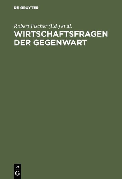 Produktbild: Wirtschaftsfragen der Gegenwart