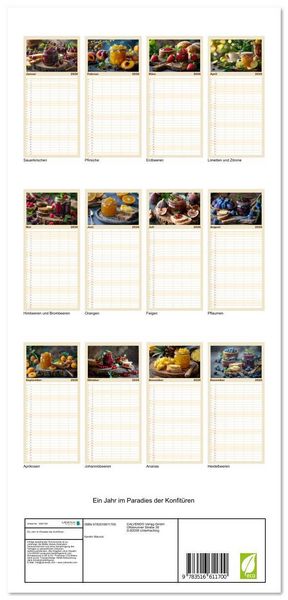 Produktbild: Familienplaner 2026 - Ein Jahr im Paradies der Konfit&uuml;ren mit 5 Spalten (Wandkalender, 21 x 45 cm) CALVENDO