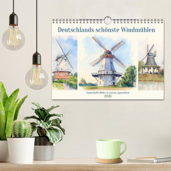 Produktbild: Deutschlands sch&ouml;nste Windm&uuml;hlen (Wandkalender 2026 DIN A4 quer), CALVENDO Monatskalender