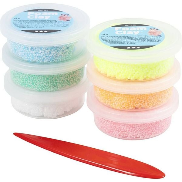 Produktbild: Creativ Company Foam Clay Glitter, Pastellfarben, 6x14g
