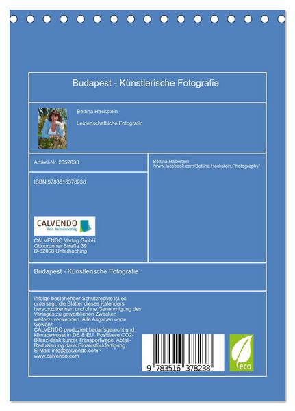 Produktbild: Budapest - K&uuml;nstlerische Fotografie (Tischkalender 2026 DIN A5 hoch), CALVENDO Monatskalender