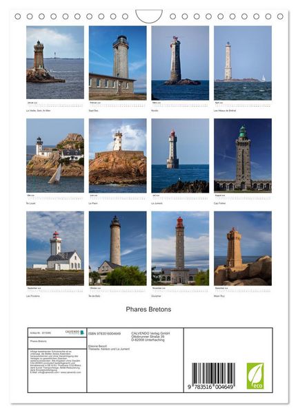 Produktbild: Phares Bretons (Wandkalender 2026 DIN A4 hoch), CALVENDO Monatskalender