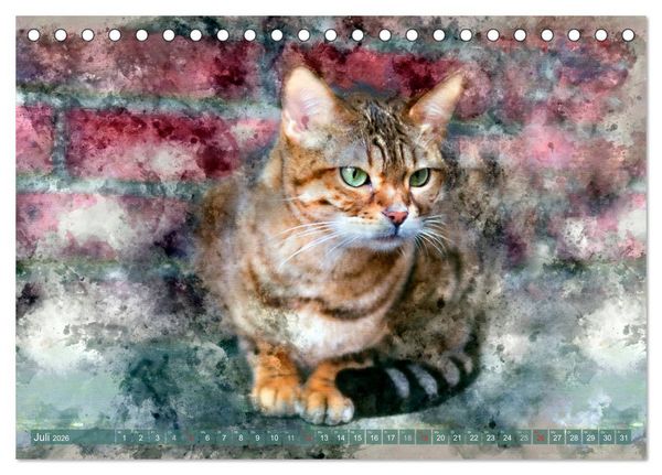 Produktbild: Katzenkalender mausgemalt (Tischkalender 2026 DIN A5 quer), CALVENDO Monatskalender