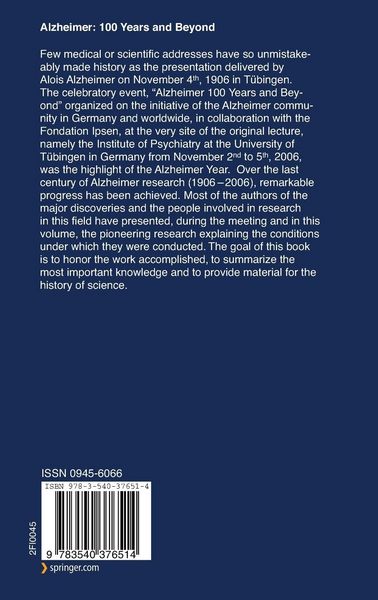 Produktbild: Alzheimer: 100 Years and Beyond