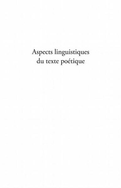 Produktbild: Aspects linguistiques du texte poetique