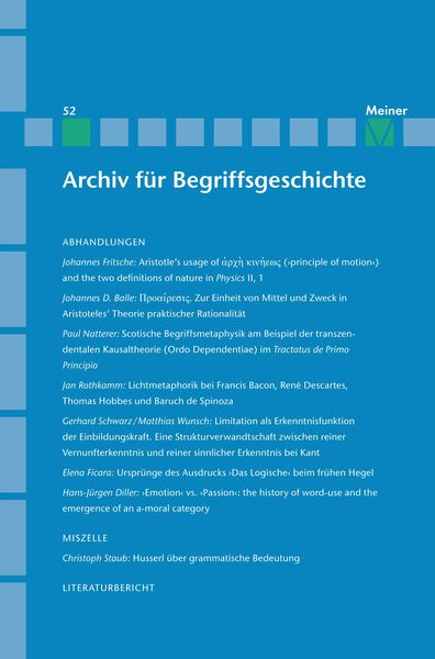 Produktbild: Archiv f&uuml;r Begriffsgeschichte. Band 52