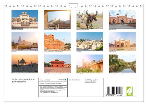 Produktbild: Indien - Imposant und Eindrucksvoll (Wandkalender 2026 DIN A4 quer), CALVENDO Monatskalender