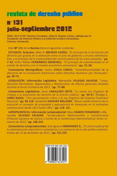 Produktbild: REVISTA DE DERECHO P&Uacute;BLICO (Venezuela), No. 131, Julio-Septiembre 2012