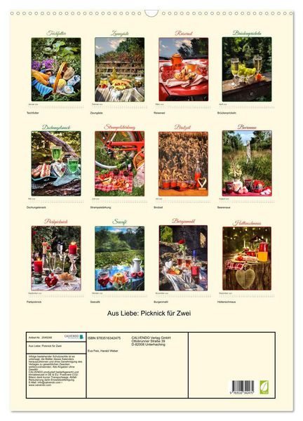 Produktbild: Aus Liebe: Picknick f&uuml;r Zwei (Wandkalender 2026 DIN A2 hoch), CALVENDO Monatskalender