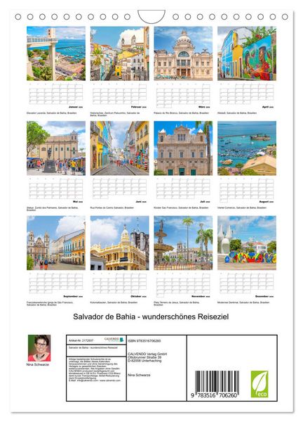 Produktbild: Salvador de Bahia - wundersch&ouml;nes Reiseziel (Wandkalender 2026 DIN A4 hoch), CALVENDO Monatskalender