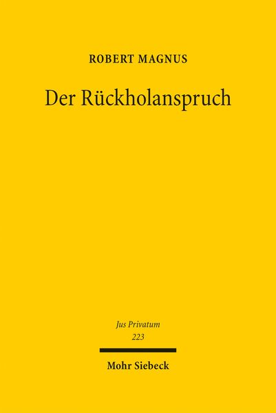 Produktbild: Der R&uuml;ckholanspruch