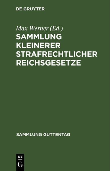Produktbild: Sammlung kleinerer strafrechtlicher Reichsgesetze