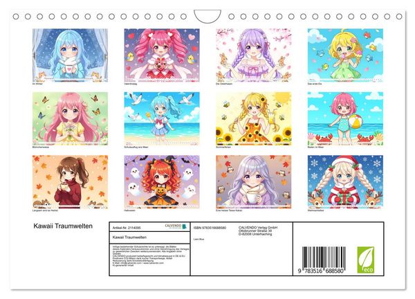Produktbild: Kawaii Traumwelten (Wandkalender 2026 DIN A4 quer), CALVENDO Monatskalender
