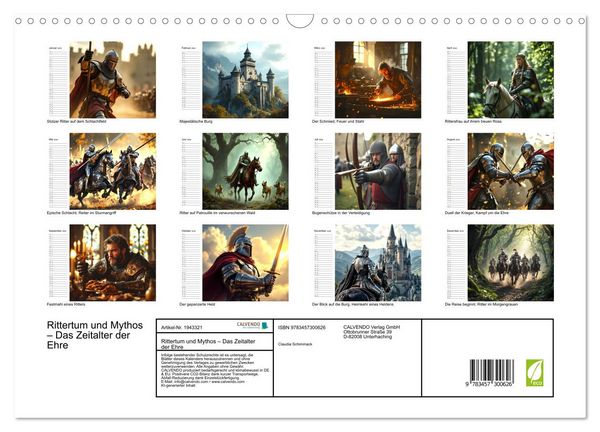 Produktbild: Rittertum und Mythos &ndash; Das Zeitalter der Ehre (Wandkalender 2026 DIN A3 quer), CALVENDO Monatskalender