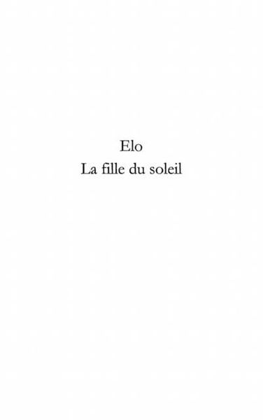 Produktbild: Elo - la fille du soleil