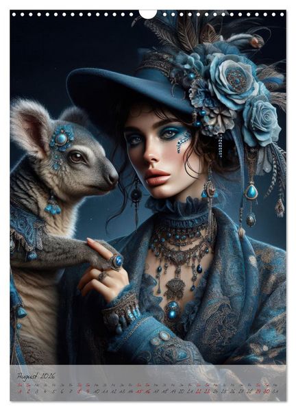 Produktbild: Eleganz der Exotik - Femme Fatale im Boh&egrave;me-Chic mit tierischen Begleitern (Wandkalender 2026 DIN A3 hoch), CALVENDO Monatskalender