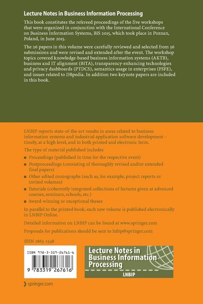Produktbild: Business Information Systems Workshops