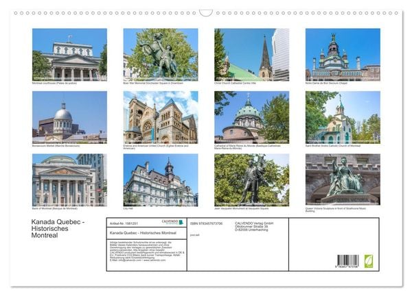 Produktbild: Kanada Quebec - Historisches Montreal (Wandkalender 2026 DIN A2 quer), CALVENDO Monatskalender