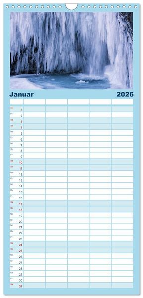 Produktbild: Familienplaner 2026 - Island - faszinierende Landschaften im S&uuml;den mit 5 Spalten (Wandkalender, 21 x 45 cm) CALVENDO