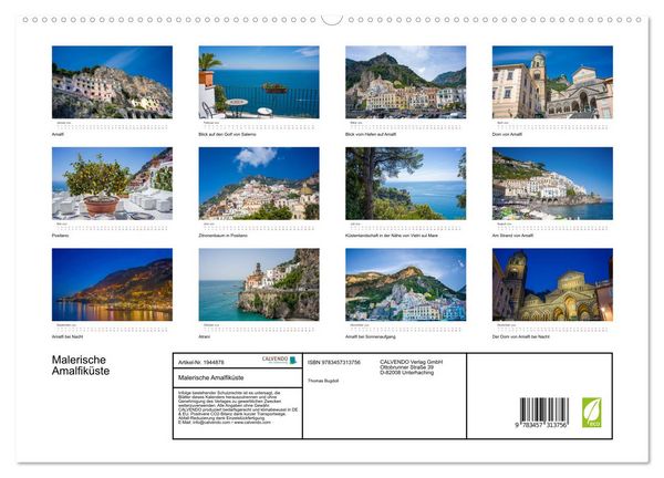 Produktbild: Malerische Amalfik&uuml;ste (hochwertiger Premium Wandkalender 2026 DIN A2 quer), Kunstdruck in Hochglanz