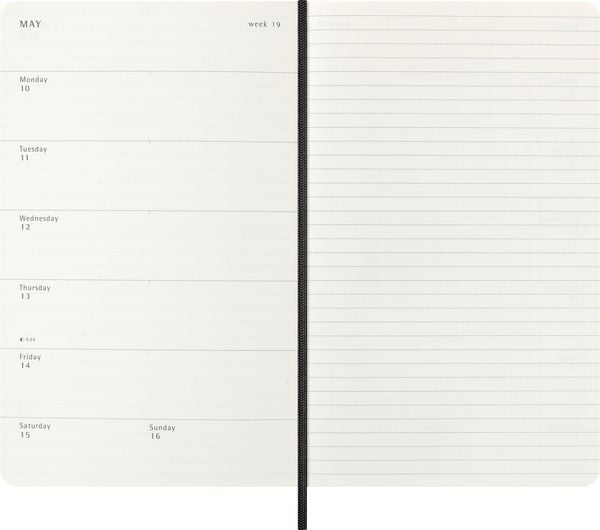 Produktbild: Moleskine 18 Monate Wochenkalender 2026/2027, L/A5, 1 Wo = 1 Seite, Rechts Linierte Seite, Weicher Einband, Schwarz