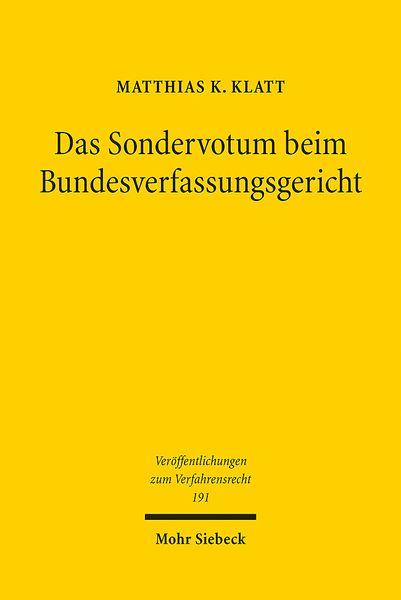 Produktbild: Klatt, M: Sondervotum beim Bundesverfassungsgericht
