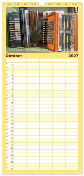 Produktbild: Familienplaner 2027 - Concertina und Bandoneon mit 5 Spalten (Wandkalender, 21 x 45 cm) CALVENDO