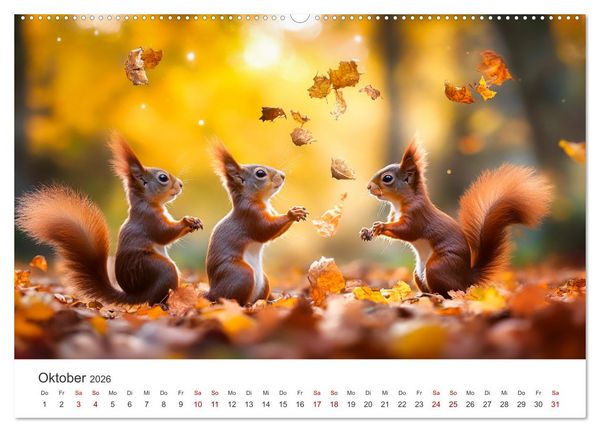 Produktbild: Das geheime Leben der Eichh&ouml;rnchen - Ein Jahr zwischen Baumwipfeln und Nussverstecken (hochwertiger Premium Wandkalender 2026 DIN A2 quer), Kunstdruck in Hochglanz