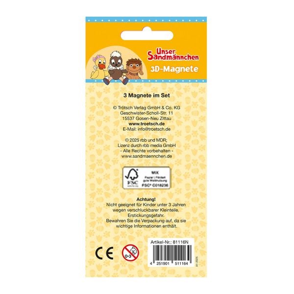 Produktbild: TR&Ouml;TSCH - Unser Sandm&auml;nnchen 3er Set 3D-Magnete Drei Freunde Magnete
