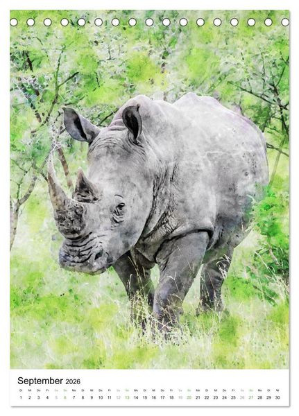 Produktbild: Afrikas Tierwelt - wie gemalt (Tischkalender 2026 DIN A5 hoch), CALVENDO Monatskalender