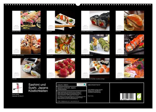 Produktbild: Sashimi und Sushi. Japans K&ouml;stlichkeiten (hochwertiger Premium Wandkalender 2026 DIN A2 quer), Kunstdruck in Hochglanz